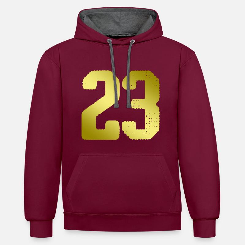 23 Maillot numéro - Sweat à capuche contrasté - bordeaux/anthracite