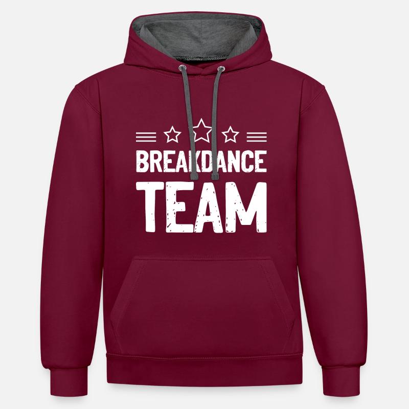 Équipe de breakdance Mannschaft - Sweat à capuche contrasté - bordeaux/anthracite