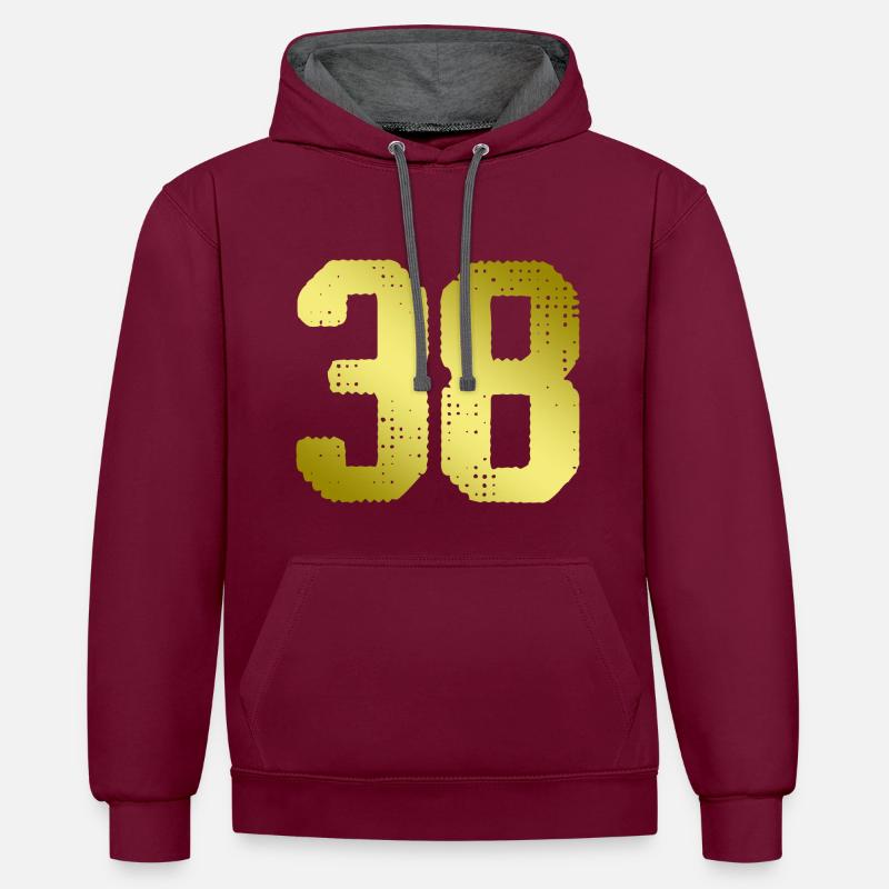 Maillot 38 Numéro - Sweat à capuche contrasté - bordeaux/anthracite
