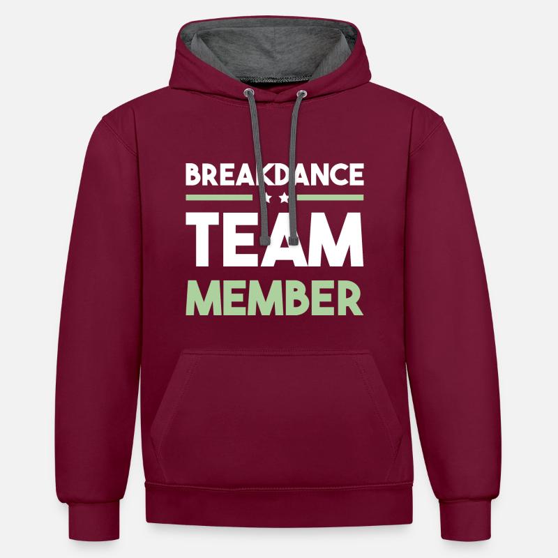 Équipe de breakdance - Sweat à capuche contrasté - bordeaux/anthracite
