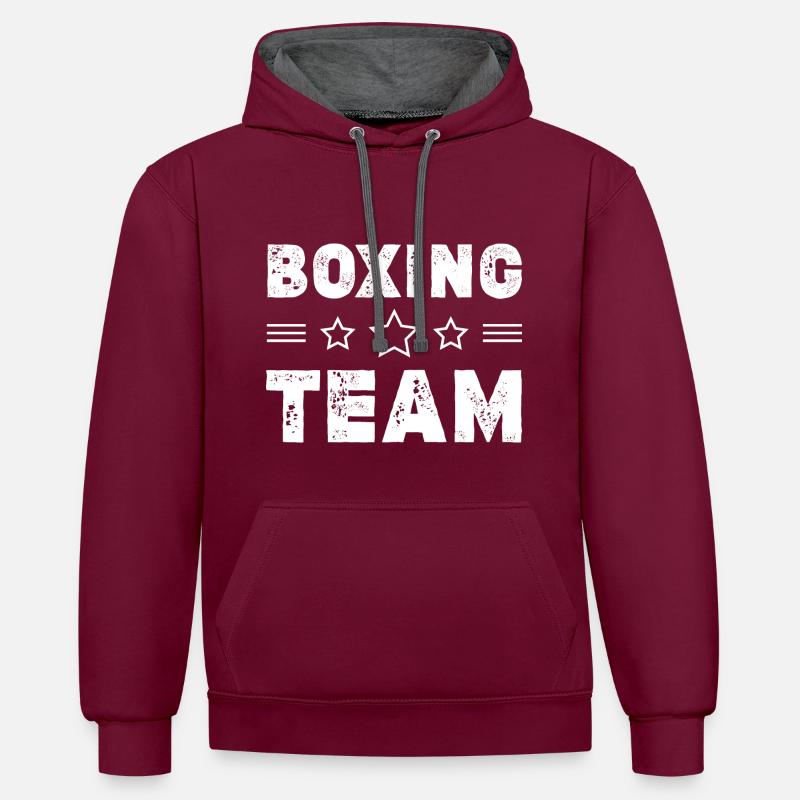 Équipe de boxe - Sweat à capuche contrasté - bordeaux/anthracite