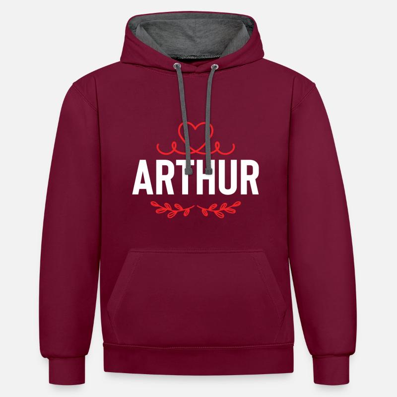 Arthur - Sweat à capuche contrasté - bordeaux/anthracite