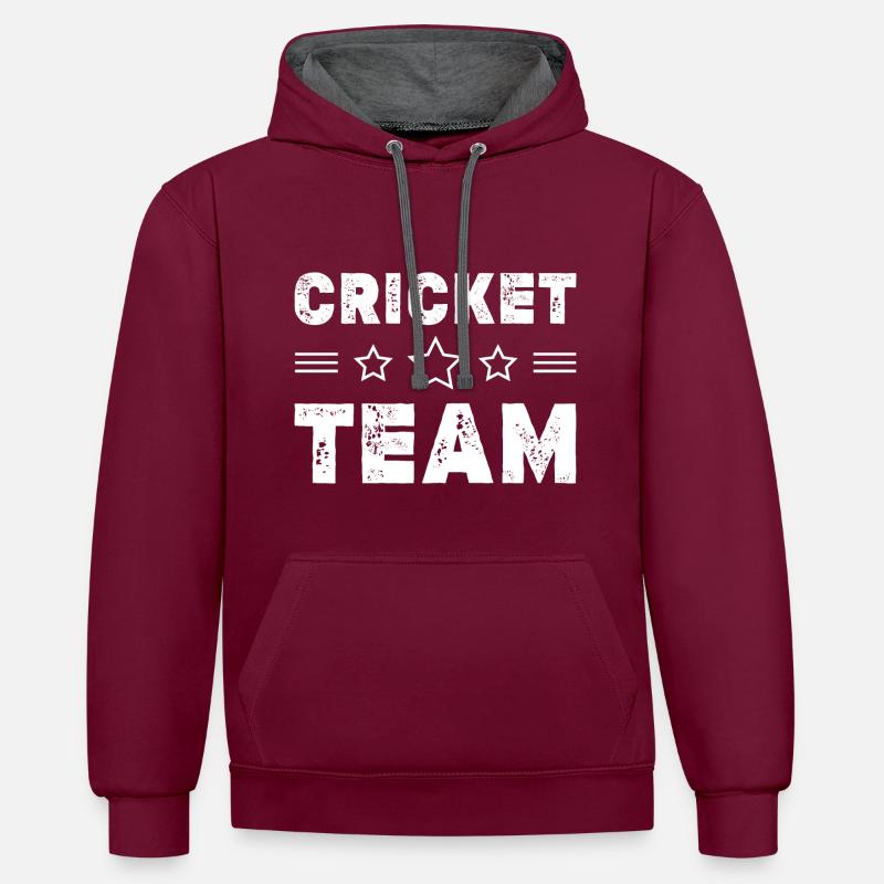 Équipe de cricket - Sweat à capuche contrasté - bordeaux/anthracite