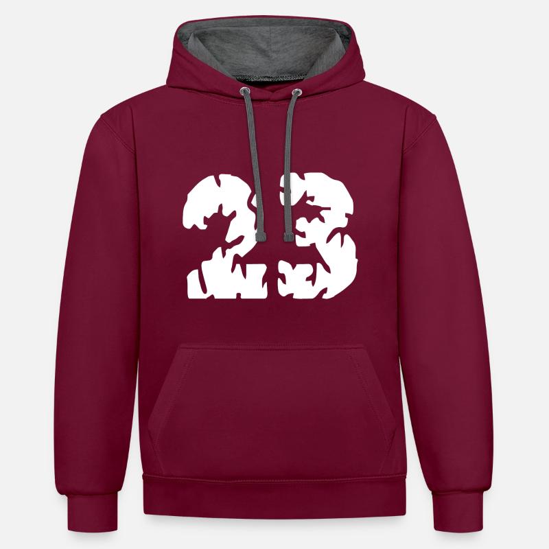 Maillot 23 numéros - Sweat à capuche contrasté - bordeaux/anthracite