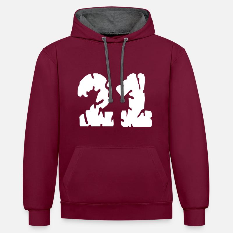 Maillot 21 numéros - Sweat à capuche contrasté - bordeaux/anthracite