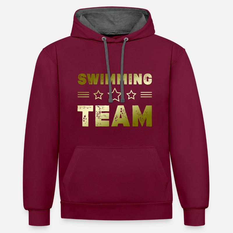 Équipe de natation - Sweat à capuche contrasté - bordeaux/anthracite