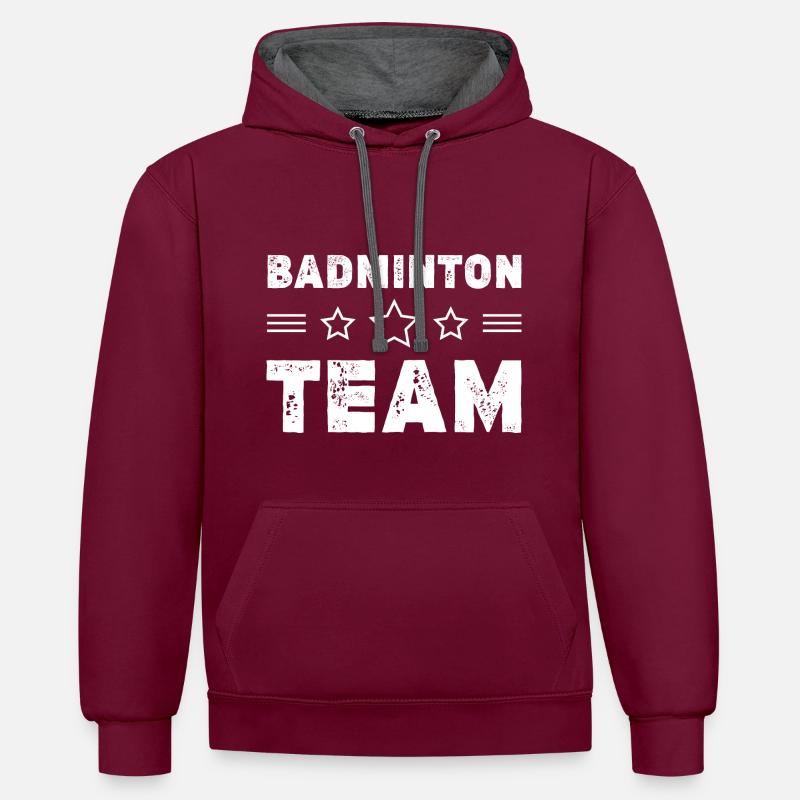 Équipe de badminton - Sweat à capuche contrasté - bordeaux/anthracite