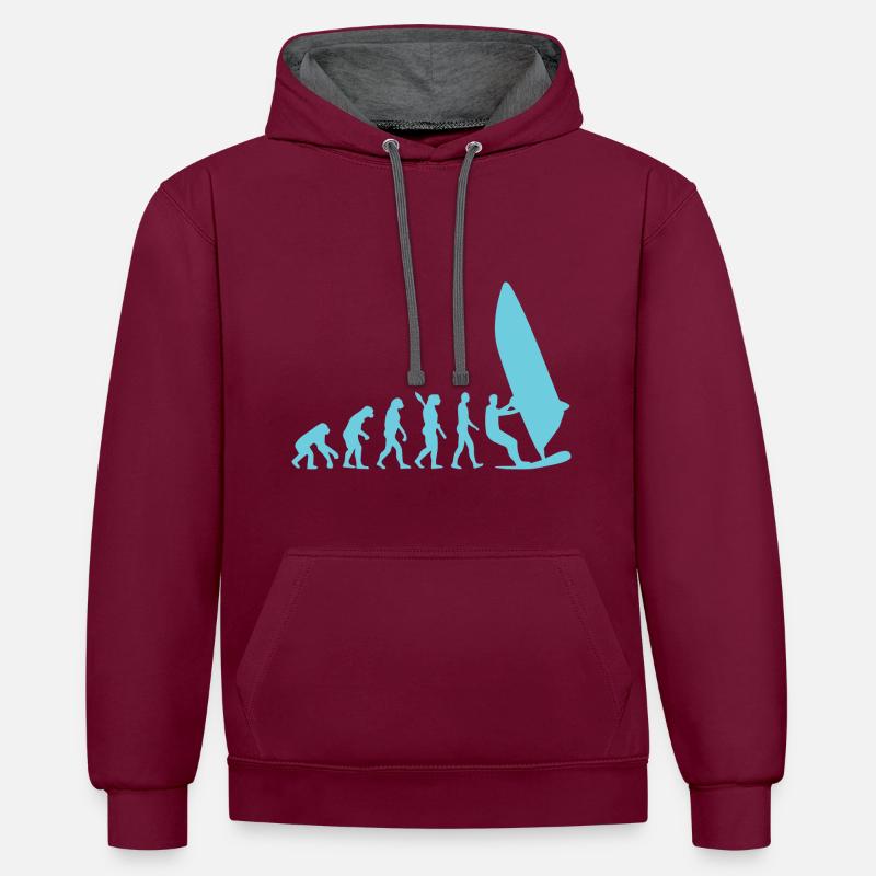 Windsurfer Evolution - Sweat à capuche contrasté - bordeaux/anthracite