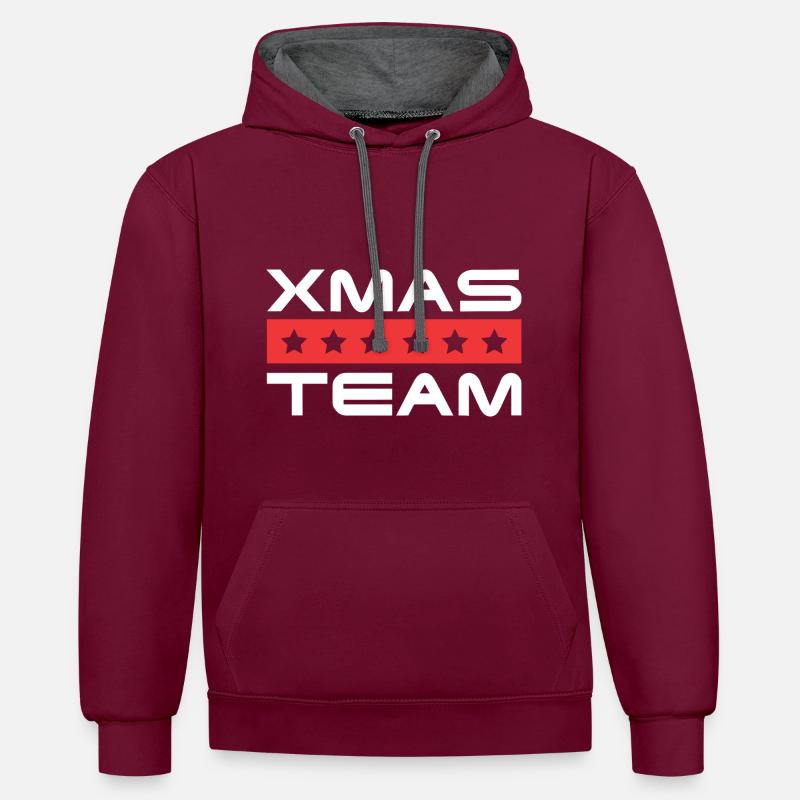 L’équipage de Xma - Sweat à capuche contrasté - bordeaux/anthracite