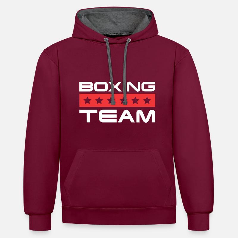 Équipe de boxe - Sweat à capuche contrasté - bordeaux/anthracite