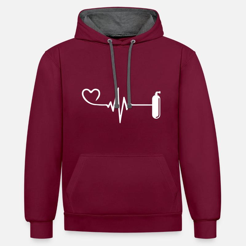 Oxygen Diving Pulse Heart - Sweat à capuche contrasté - bordeaux/anthracite
