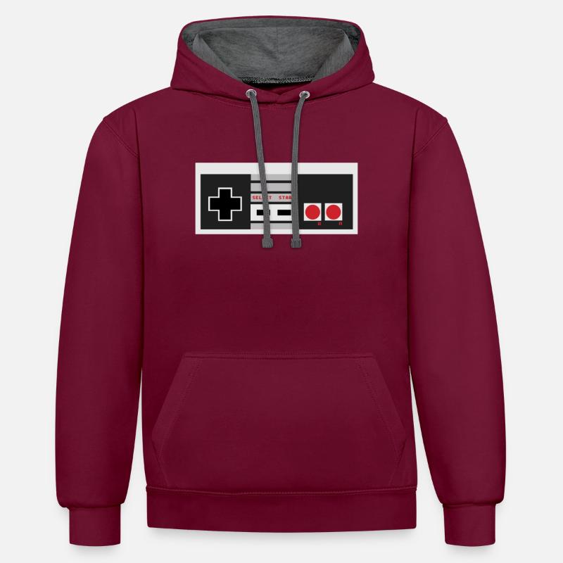 nes Controller - Kontrast-Hoodie - Weinrot/Anthrazit