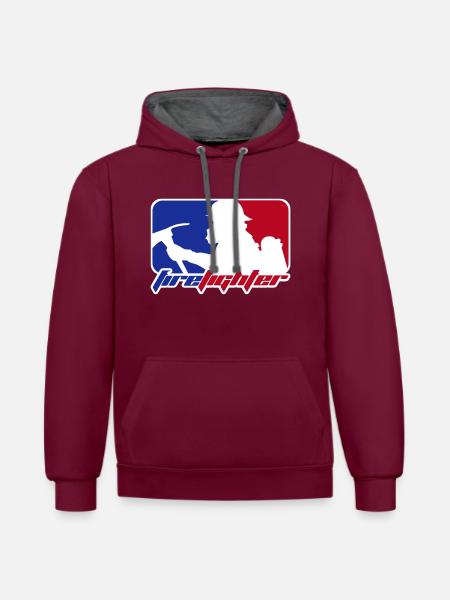 pompier - Sweat à capuche contrasté - bordeaux/anthracite