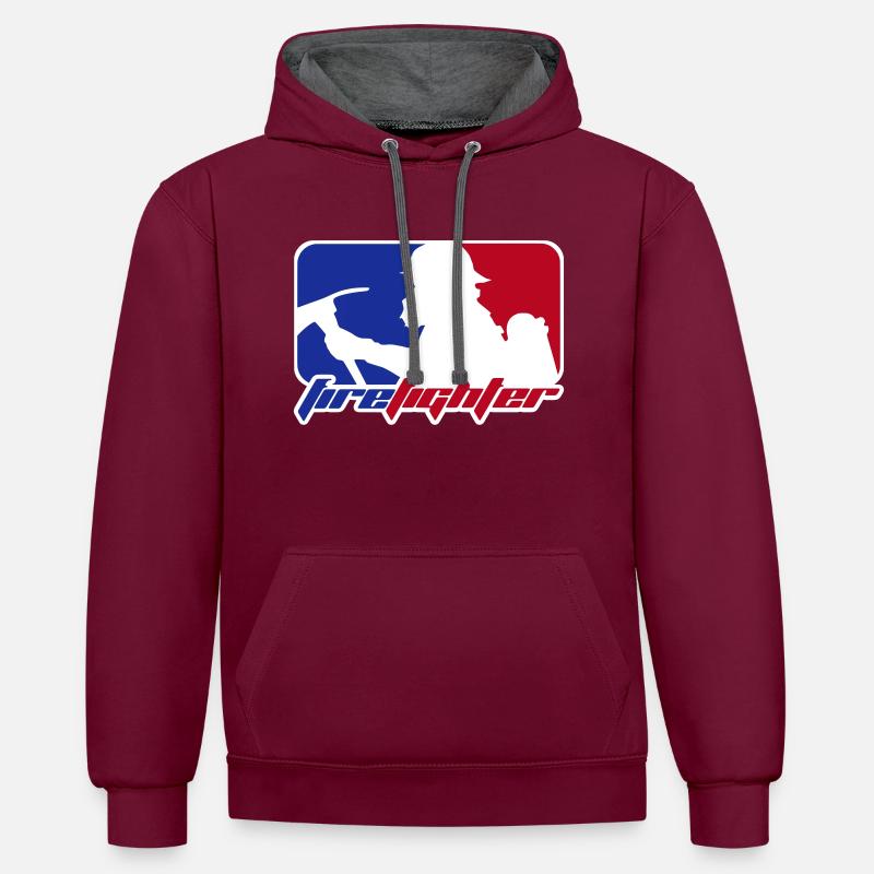 pompier - Sweat à capuche contrasté - bordeaux/anthracite