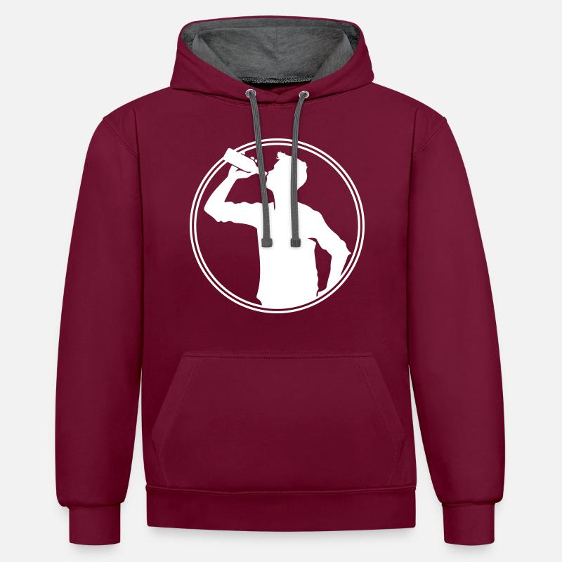 Bière buveuse Silhouette - Sweat à capuche contrasté - bordeaux/anthracite