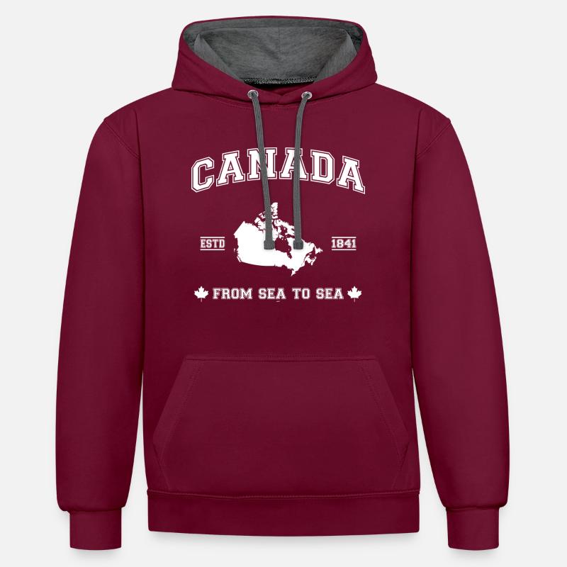 Canada map - Kontrast-Hoodie - Weinrot/Anthrazit