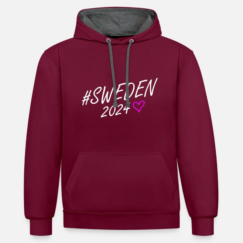 Suède 2024 Heart Trip - Sweat à capuche contrasté - bordeaux/anthracite