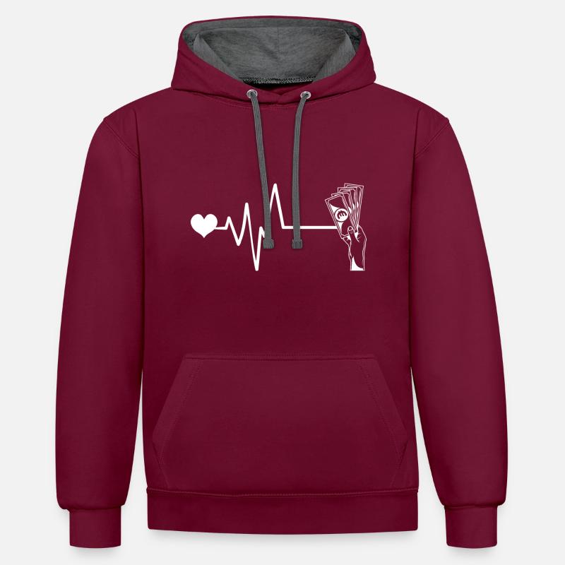 Cœur de pulsation d’argent - Sweat à capuche contrasté - bordeaux/anthracite