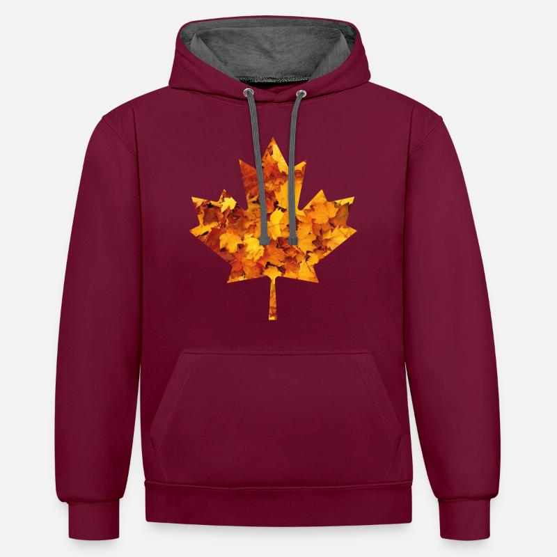 Feuille d’érable Canada - Sweat à capuche contrasté - bordeaux/anthracite