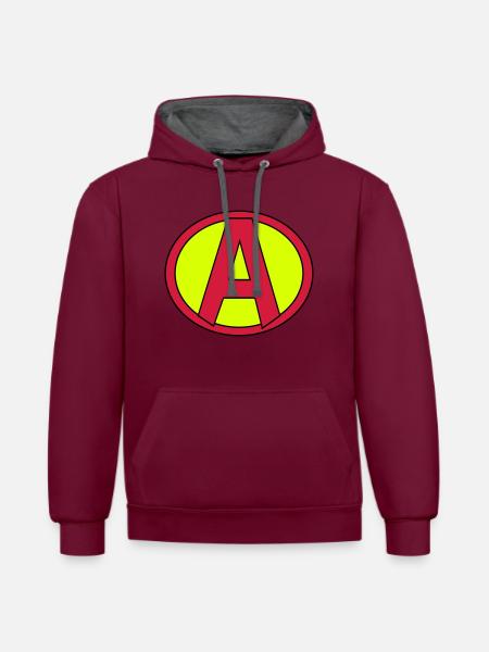 Super, Superheld, Superheldin, Hero, A - Contrast hoodie - burgundy/charcoal