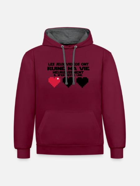 il m'en reste une(vie) - Sweat à capuche contrasté - bordeaux/anthracite