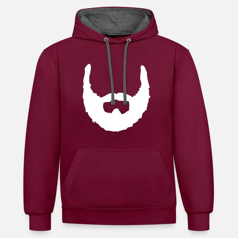 bart beard vollbart baertig schnurrbart - Kontrast-Hoodie - Weinrot/Anthrazit