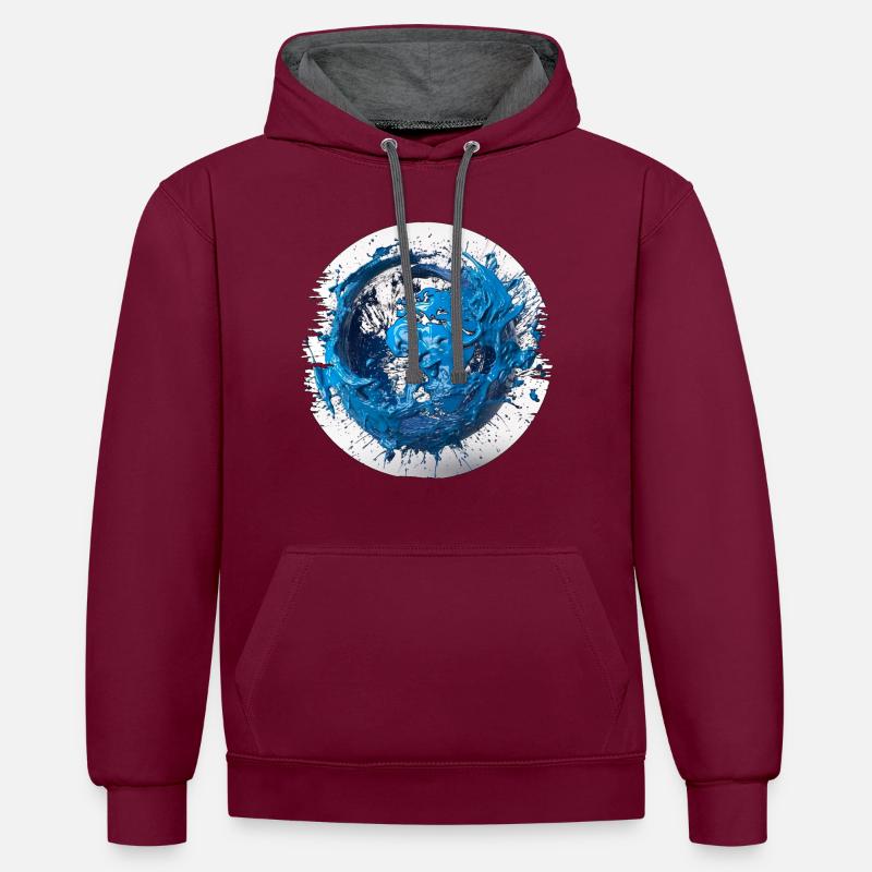Red den blå planet, før det er for sent - Kontrast-hoodie - vinrød/antrasit