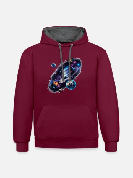 The universe, a fascinating journey - Contrast hoodie - burgundy/charcoal