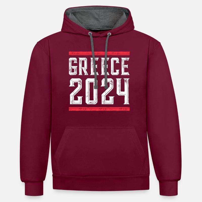 Grèce 2024 Vacances - Sweat à capuche contrasté - bordeaux/anthracite