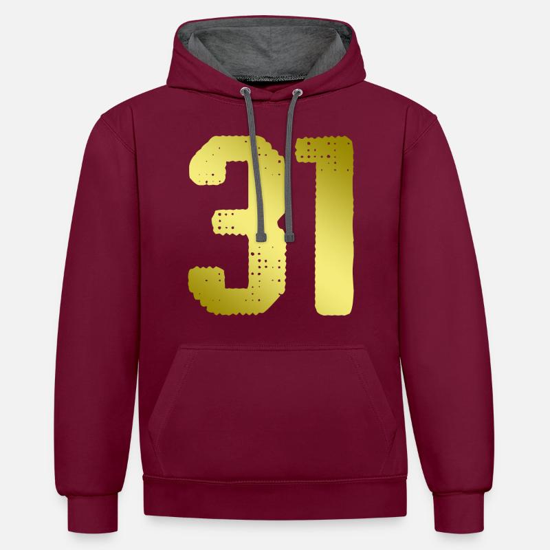 31 Maillot numéro - Sweat à capuche contrasté - bordeaux/anthracite