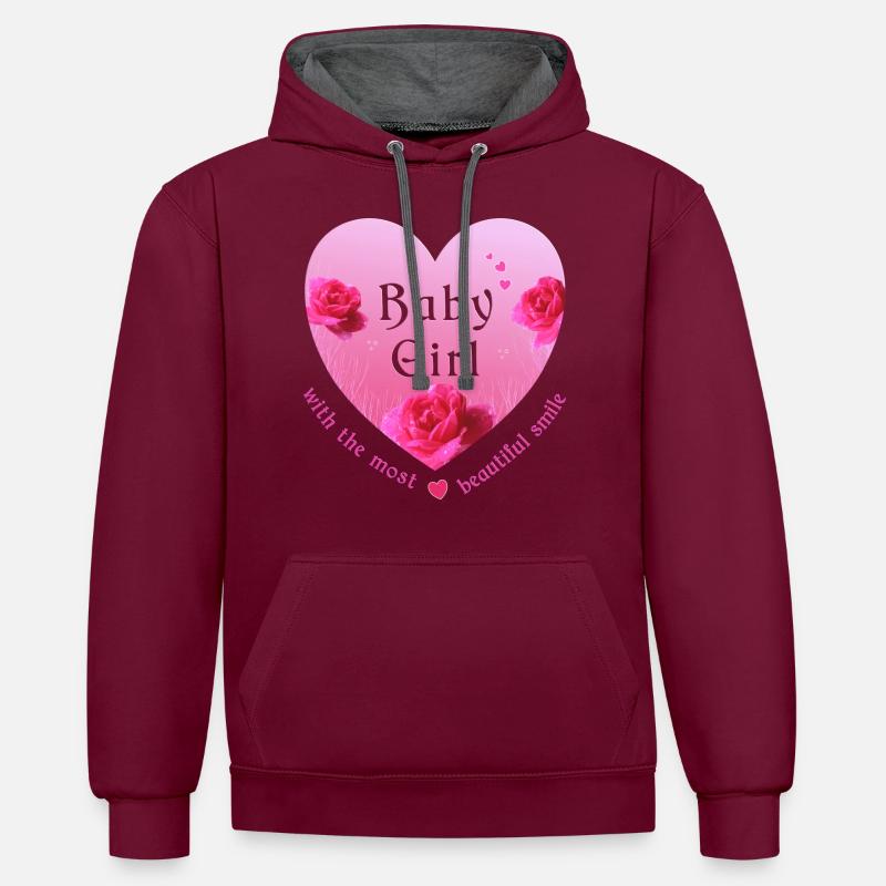 Bébé - Sweat à capuche contrasté - bordeaux/anthracite