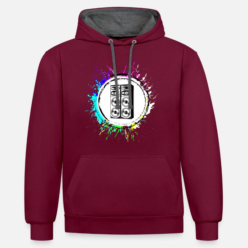 Juke-box Symbole de basse - Sweat à capuche contrasté - bordeaux/anthracite