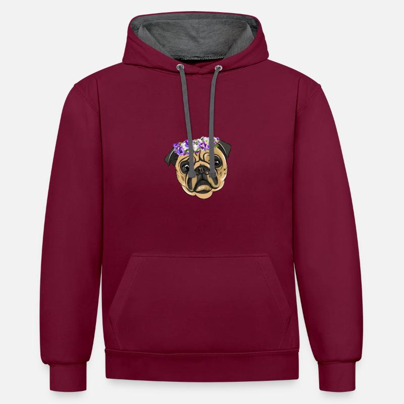 carlin de fleurs - Sweat à capuche contrasté - bordeaux/anthracite