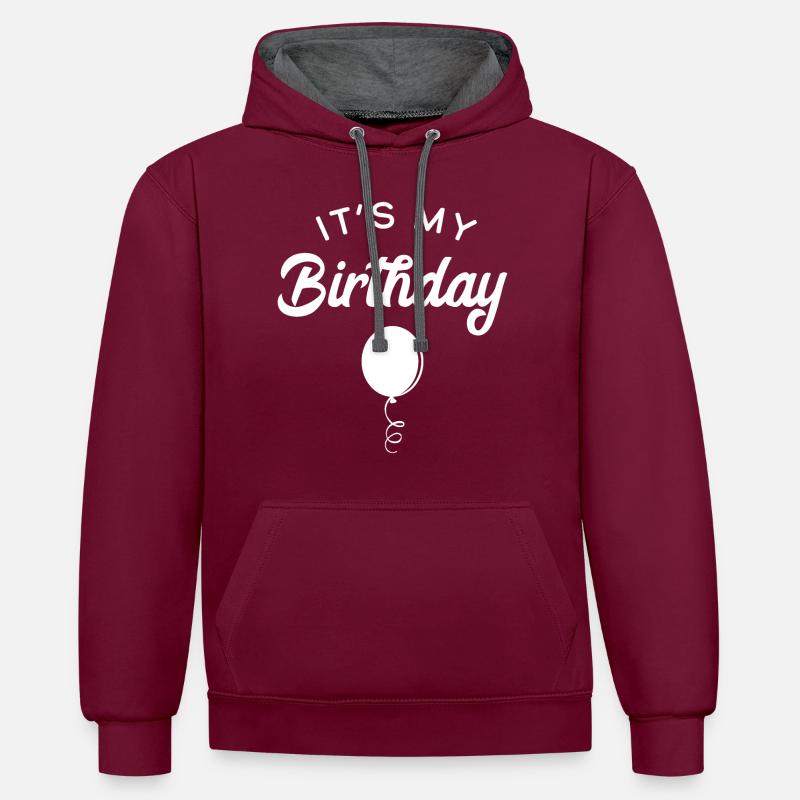 C’est mon anniversaire - Sweat à capuche contrasté - bordeaux/anthracite