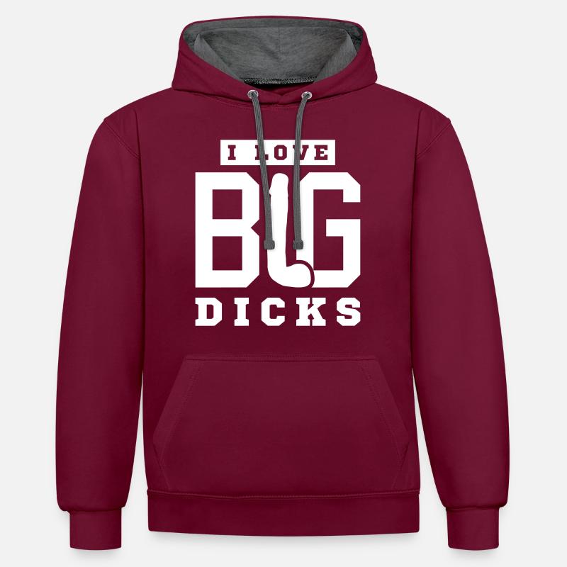 j’aime gros pénis dicks - Sweat à capuche contrasté - bordeaux/anthracite
