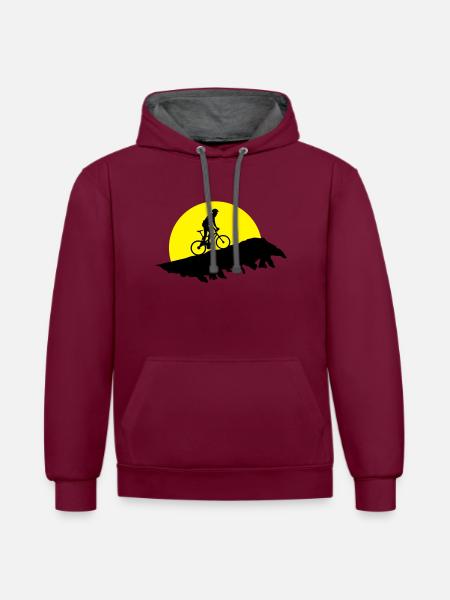 Mountain biking, cycling - Contrast hoodie - burgundy/charcoal