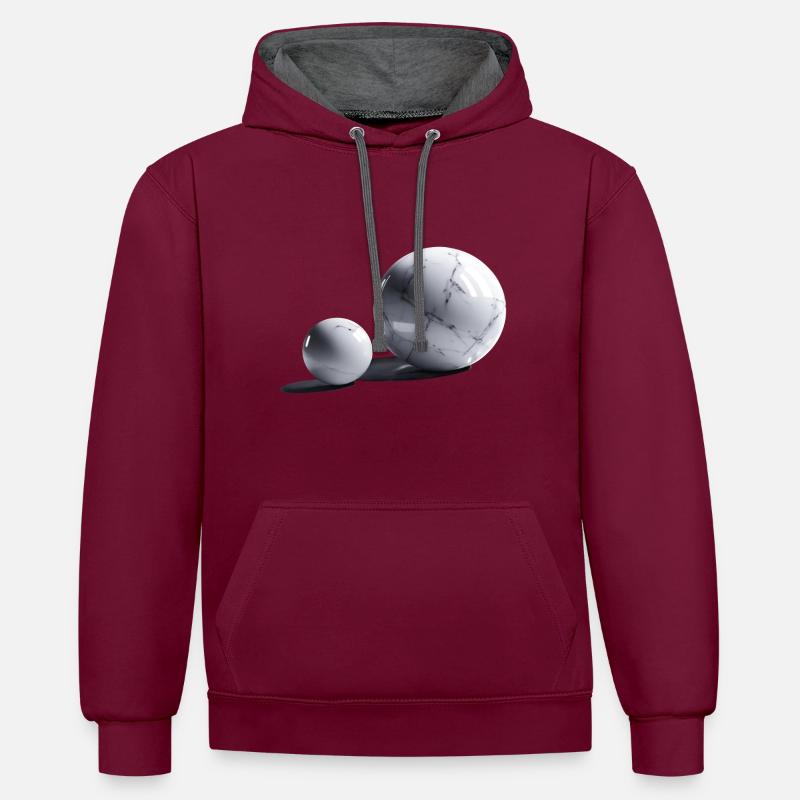 Boule de marbre/Sphère - Sweat à capuche contrasté - bordeaux/anthracite