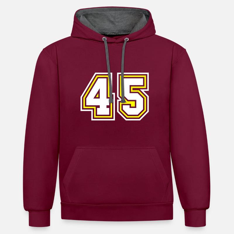 Symbole numérique 45 - Sweat à capuche contrasté - bordeaux/anthracite