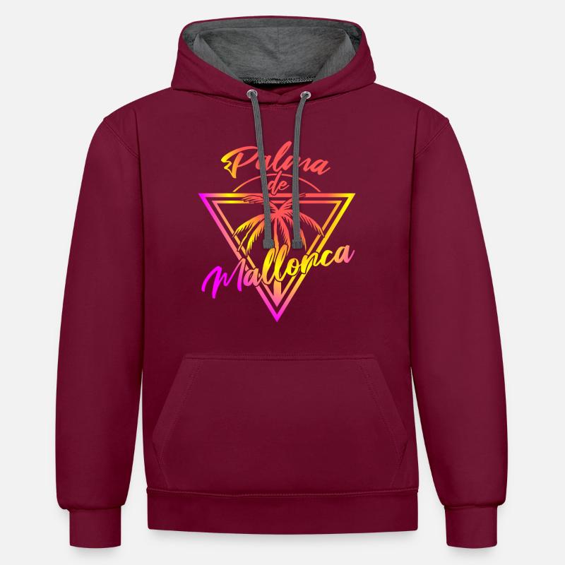 Palma de Majorque - Sweat à capuche contrasté - bordeaux/anthracite