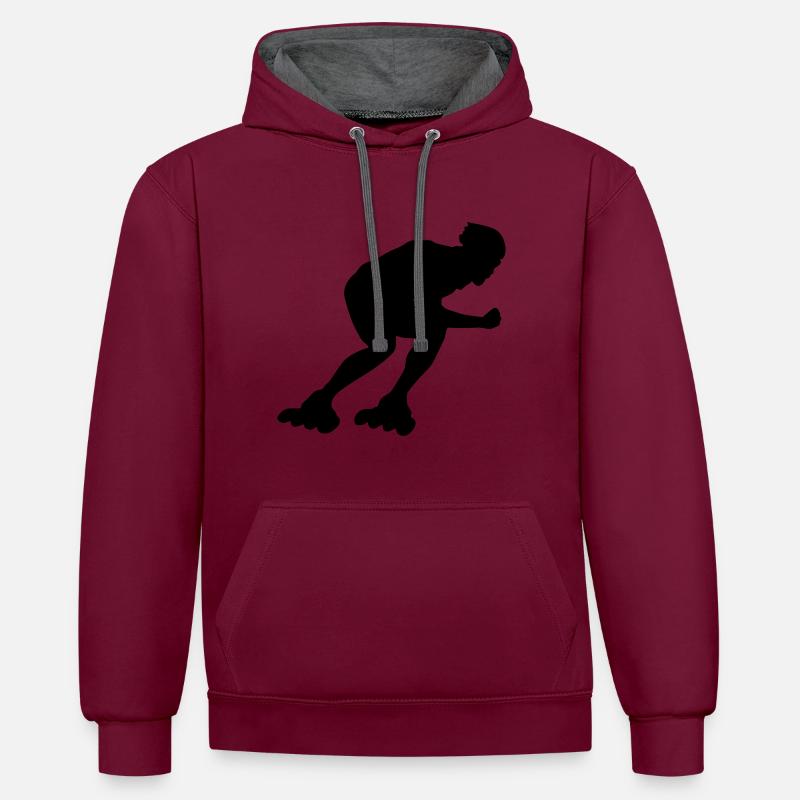 inline skating - Kontrast-Hoodie - Weinrot/Anthrazit