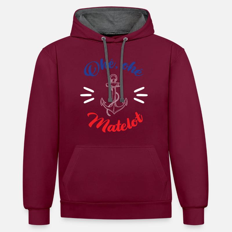 Ohé Ohé Matelot - Sweat à capuche contrasté - bordeaux/anthracite