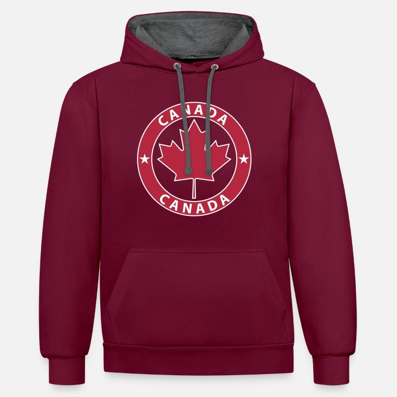 Canada Maple - Sweat à capuche contrasté - bordeaux/anthracite