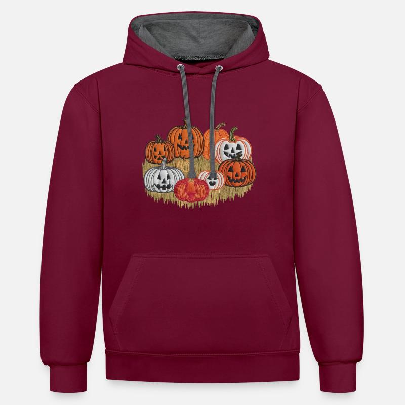 Perles d’Halloween - Sweat à capuche contrasté - bordeaux/anthracite