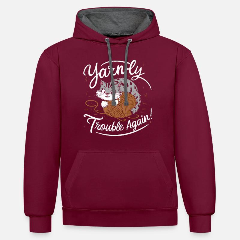 Problème de chat - Sweat à capuche contrasté - bordeaux/anthracite