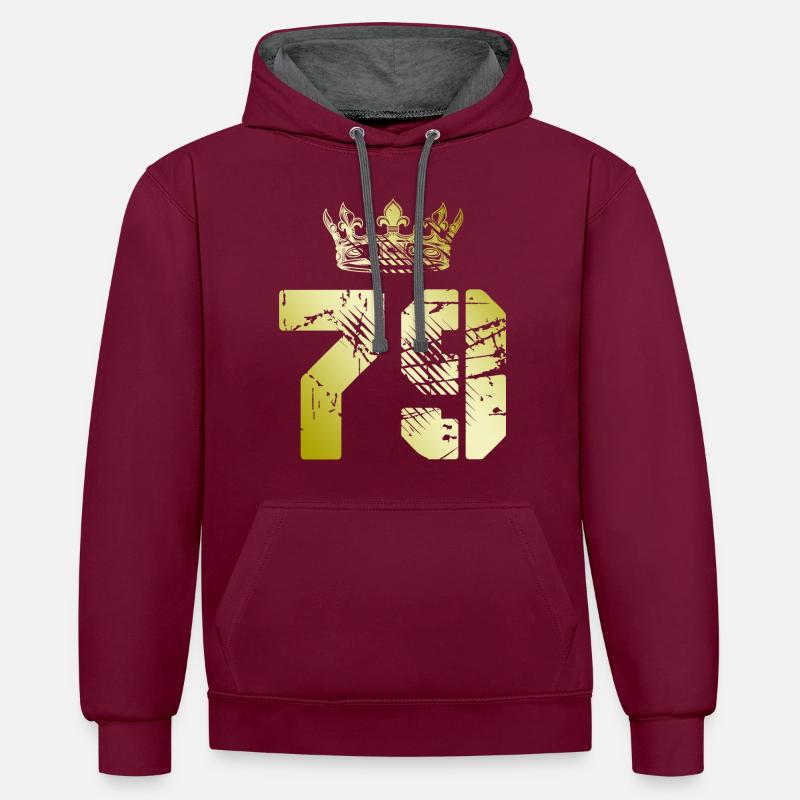 79 Couronne numérique - Sweat à capuche contrasté - bordeaux/anthracite