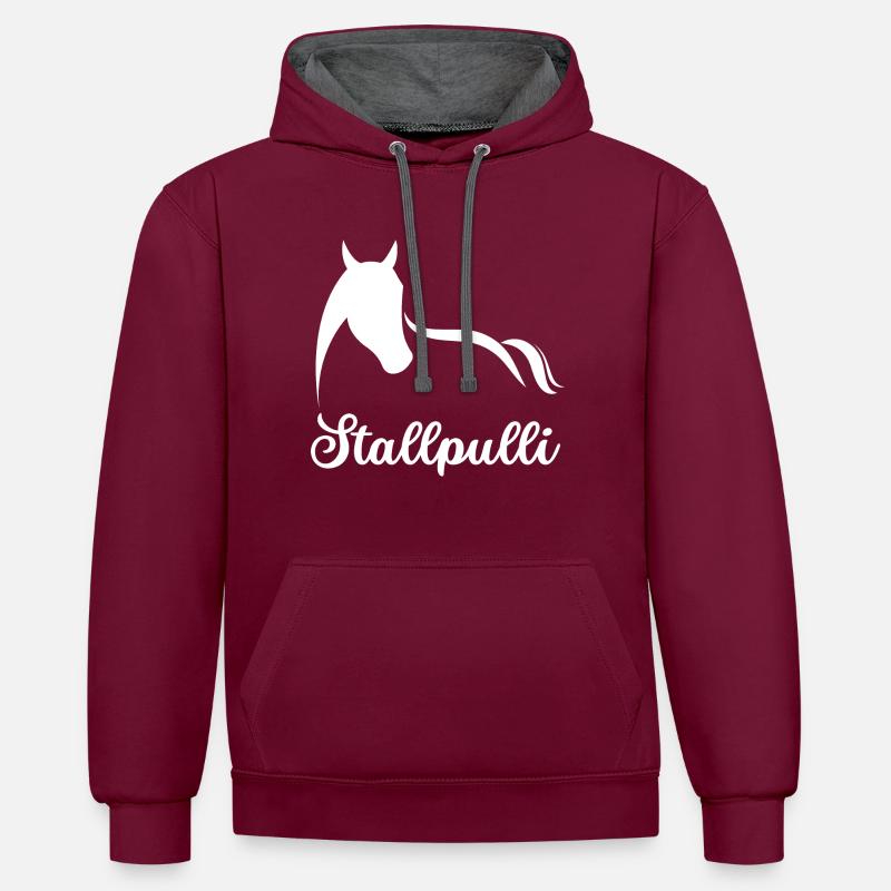 Stallpulli - Kontrast-Hoodie - Weinrot/Anthrazit