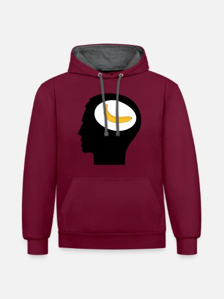 , Banane im Kopf - Kontrast-Hoodie - Weinrot/Anthrazit