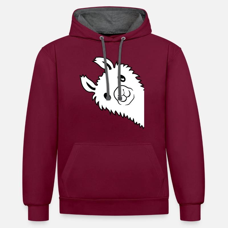 Lama regarde latéral - Sweat à capuche contrasté - bordeaux/anthracite