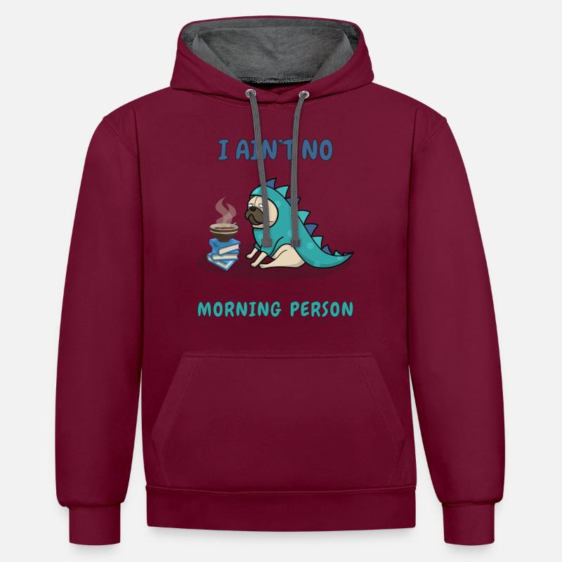 Conception de moustache matin drôle - Sweat à capuche contrasté - bordeaux/anthracite