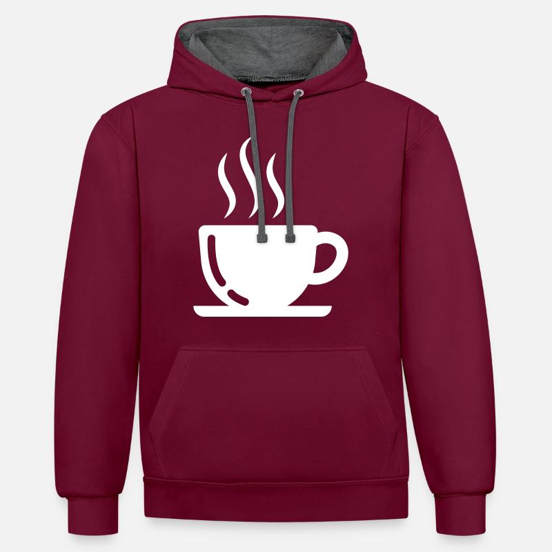 Tasse à café - Sweat à capuche contrasté - bordeaux/anthracite